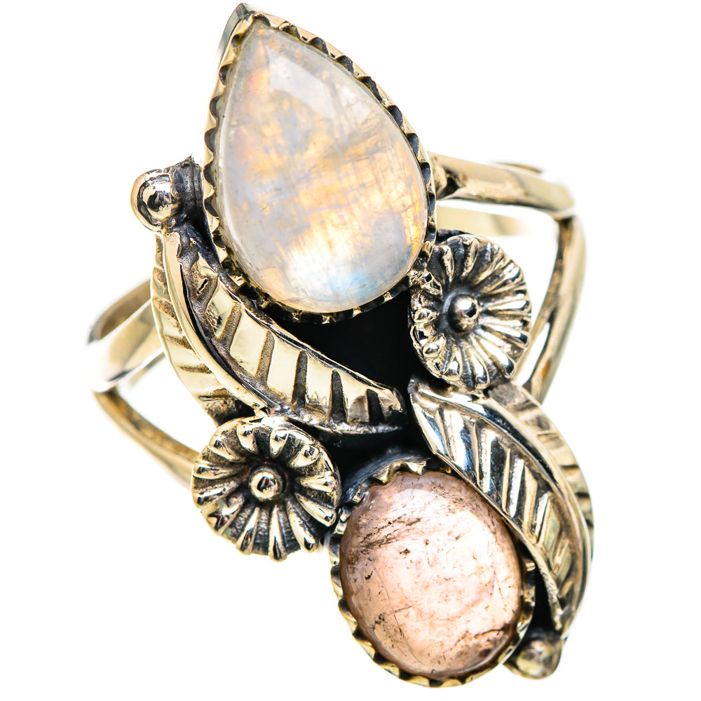 Rainbow Moonstone Rings handcrafted by Ana Silver Co - RING130430 - Photo 2