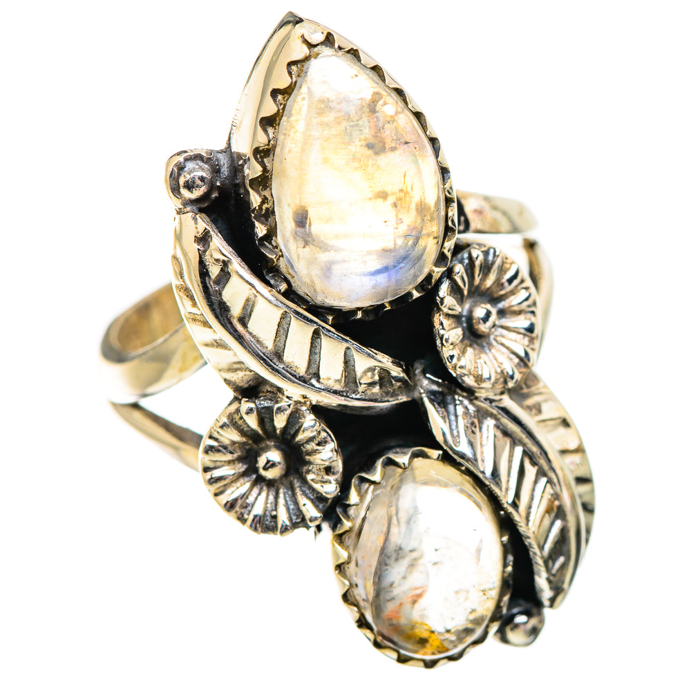 Rainbow Moonstone Rings handcrafted by Ana Silver Co - RING130433 - Photo 2