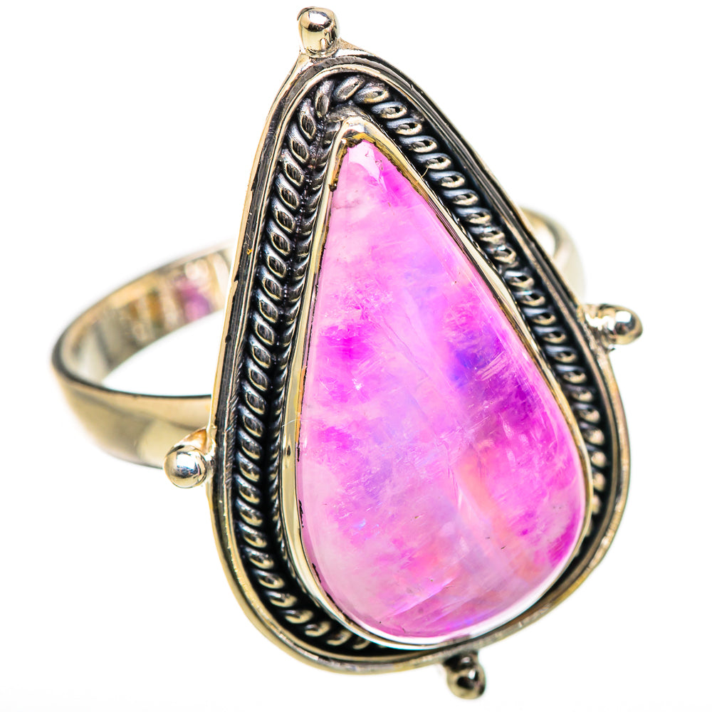 Pink Moonstone Rings handcrafted by Ana Silver Co - RING130490 - Photo 2
