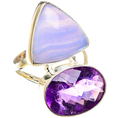 Blue Lace Agate Rings handcrafted by Ana Silver Co - RING130495 - Photo 2