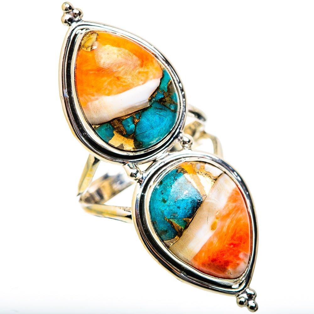 Spiny Oyster Turquoise Rings handcrafted by Ana Silver Co - RING130500 - Photo 2