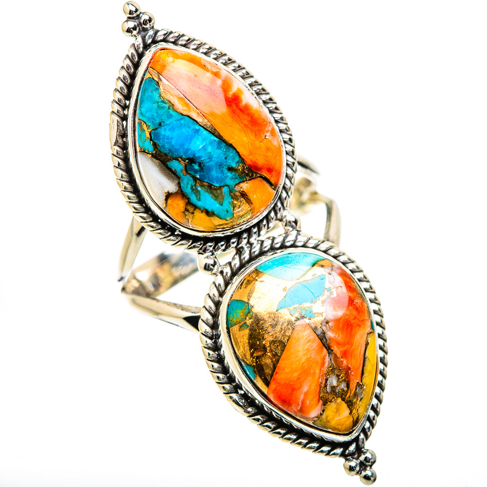 Spiny Oyster Turquoise Rings handcrafted by Ana Silver Co - RING130502 - Photo 2