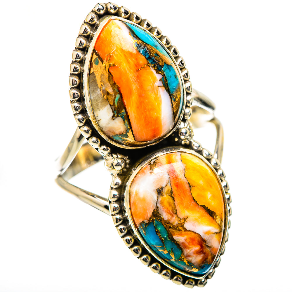 Spiny Oyster Turquoise Rings handcrafted by Ana Silver Co - RING130522 - Photo 2