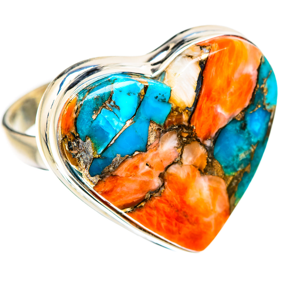 Spiny Oyster Turquoise Rings handcrafted by Ana Silver Co - RING130617 - Photo 2