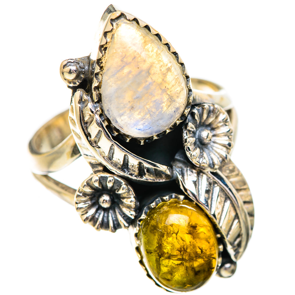 Rainbow Moonstone Rings handcrafted by Ana Silver Co - RING130669 - Photo 2