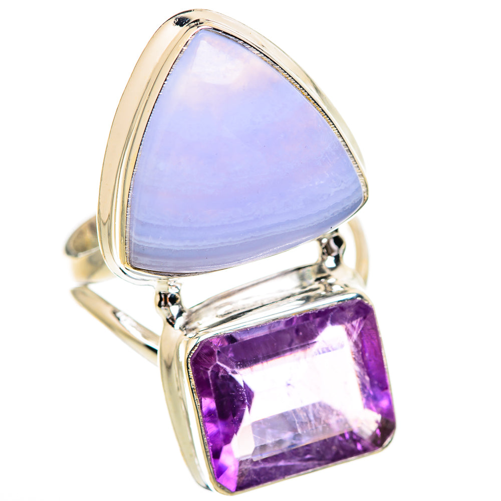 Blue Lace Agate Rings handcrafted by Ana Silver Co - RING130711 - Photo 2