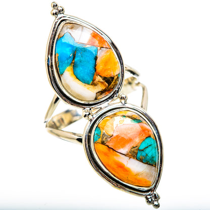 Spiny Oyster Turquoise Rings handcrafted by Ana Silver Co - RING130719 - Photo 2