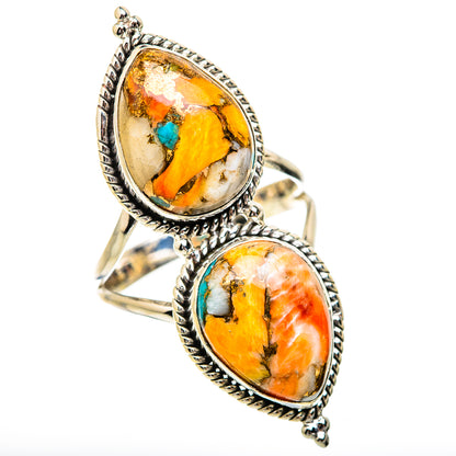 Spiny Oyster Turquoise Rings handcrafted by Ana Silver Co - RING130733 - Photo 2