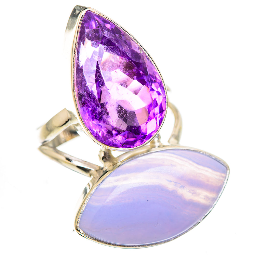 Blue Lace Agate Rings handcrafted by Ana Silver Co - RING130736 - Photo 2
