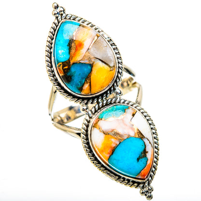Spiny Oyster Turquoise Rings handcrafted by Ana Silver Co - RING130744 - Photo 2