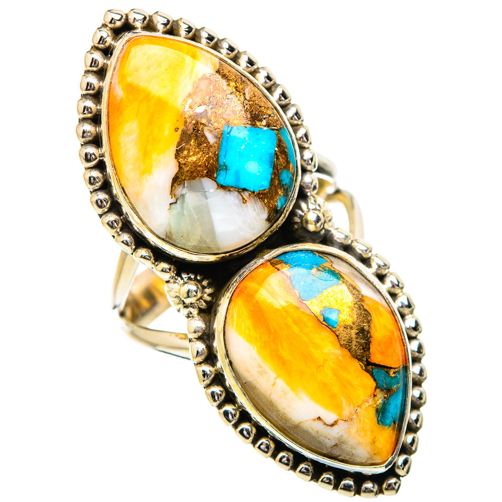 Spiny Oyster Turquoise Rings handcrafted by Ana Silver Co - RING130747 - Photo 2