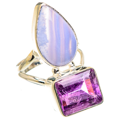 Blue Lace Agate Rings handcrafted by Ana Silver Co - RING130759 - Photo 2