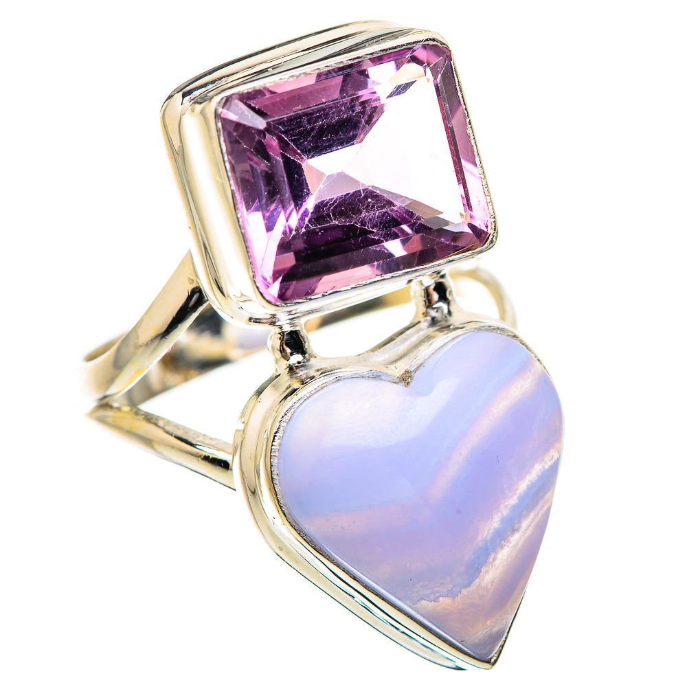 Blue Lace Agate Rings handcrafted by Ana Silver Co - RING130778 - Photo 2