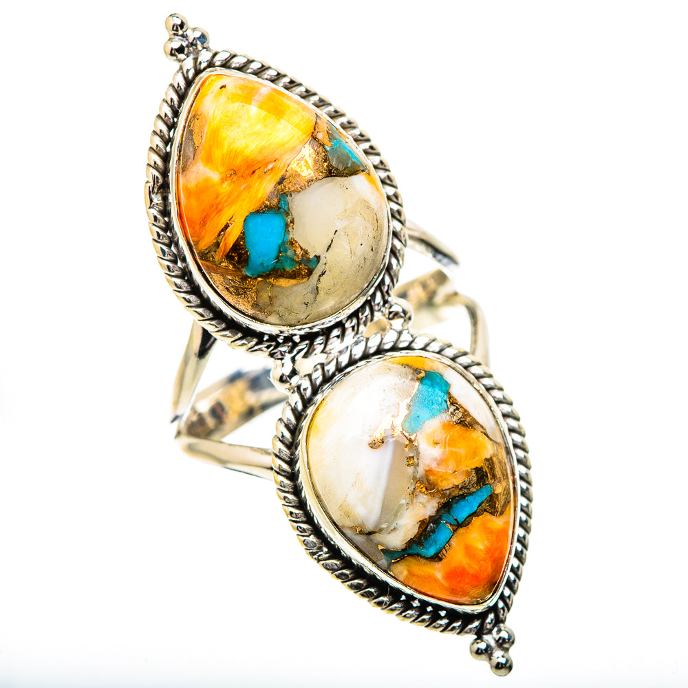 Spiny Oyster Turquoise Rings handcrafted by Ana Silver Co - RING130786 - Photo 2