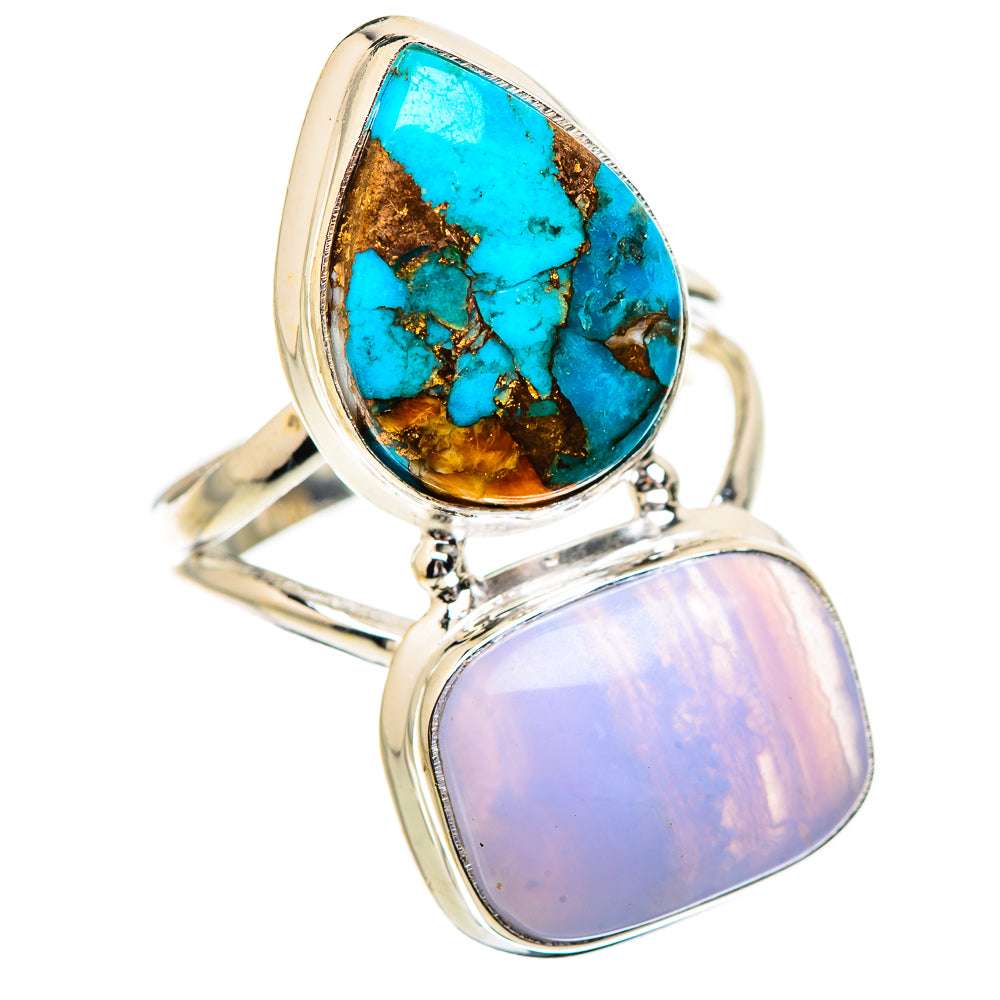 Blue Lace Agate Rings handcrafted by Ana Silver Co - RING130788 - Photo 2