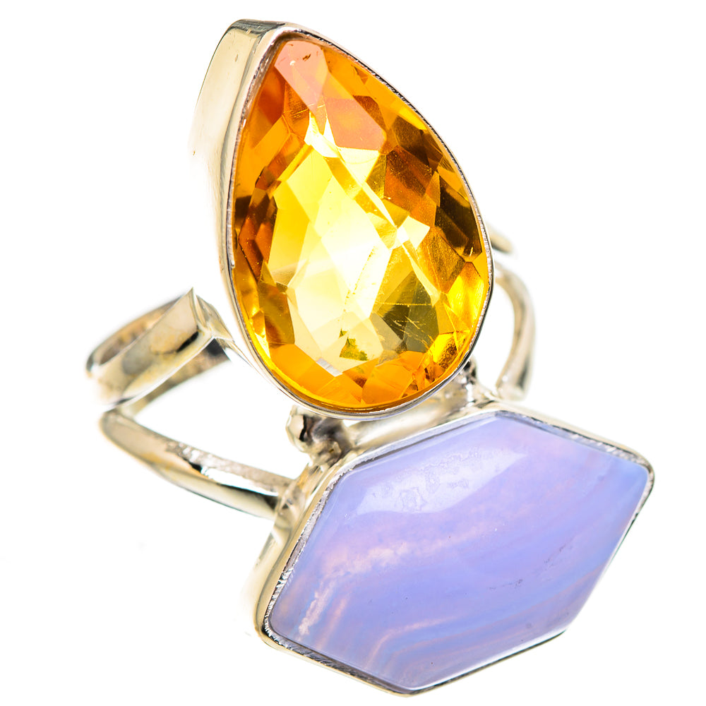 Blue Lace Agate Rings handcrafted by Ana Silver Co - RING130789 - Photo 2