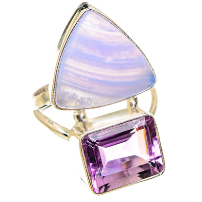 Blue Lace Agate Rings handcrafted by Ana Silver Co - RING130793 - Photo 2