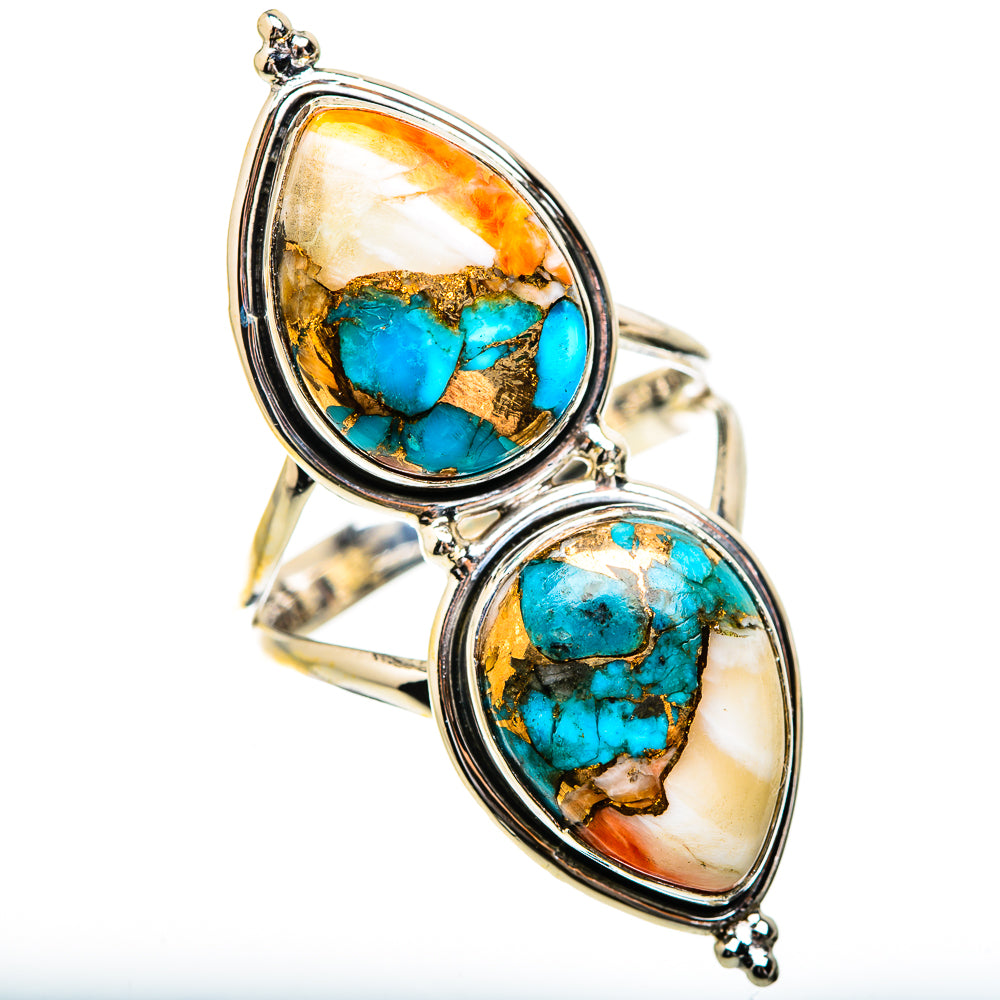 Spiny Oyster Turquoise Rings handcrafted by Ana Silver Co - RING130798 - Photo 2