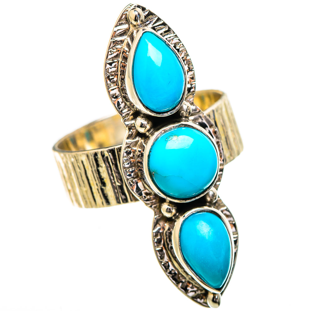 Sleeping Beauty Turquoise Rings handcrafted by Ana Silver Co - RING130857 - Photo 2