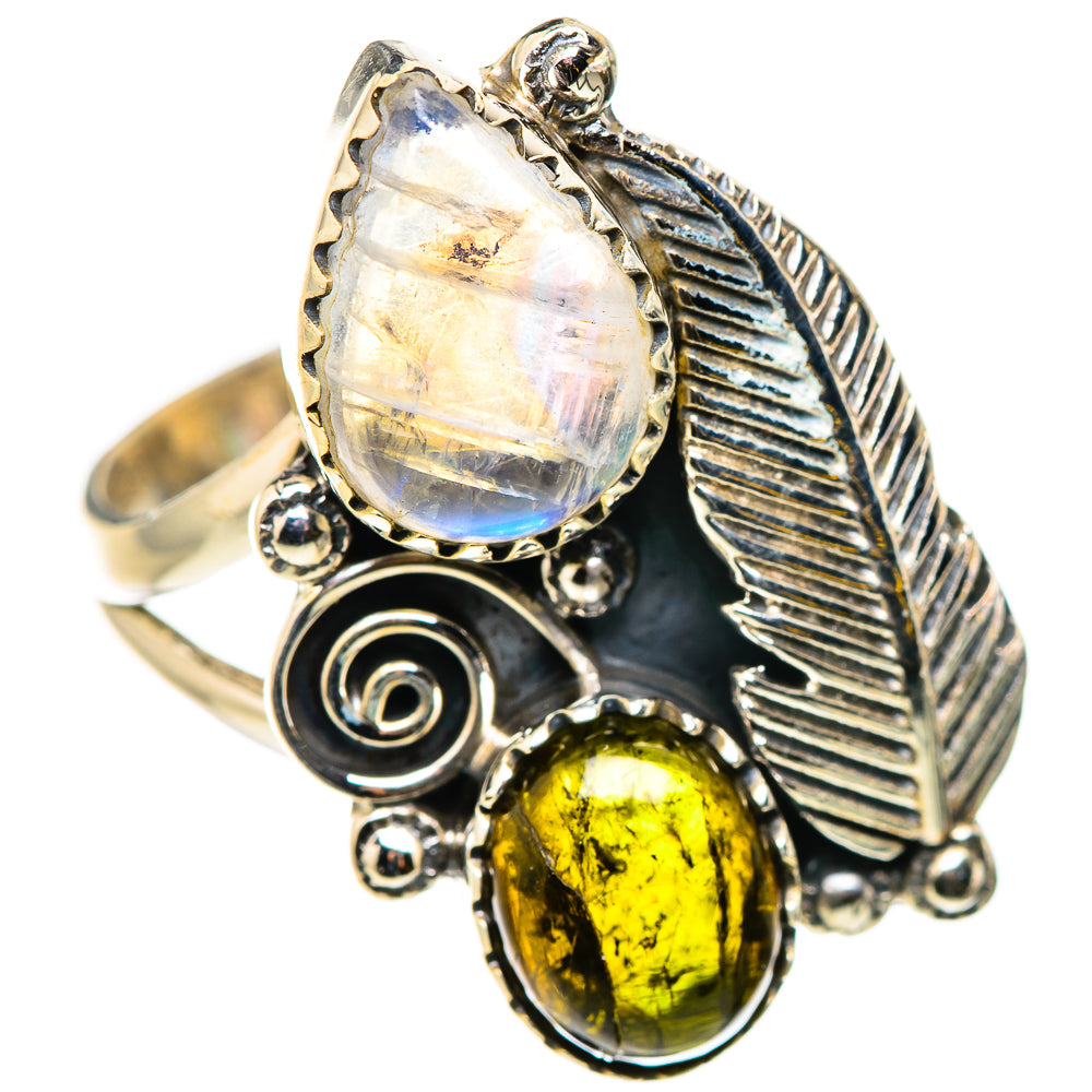 Rainbow Moonstone Rings handcrafted by Ana Silver Co - RING130881 - Photo 2