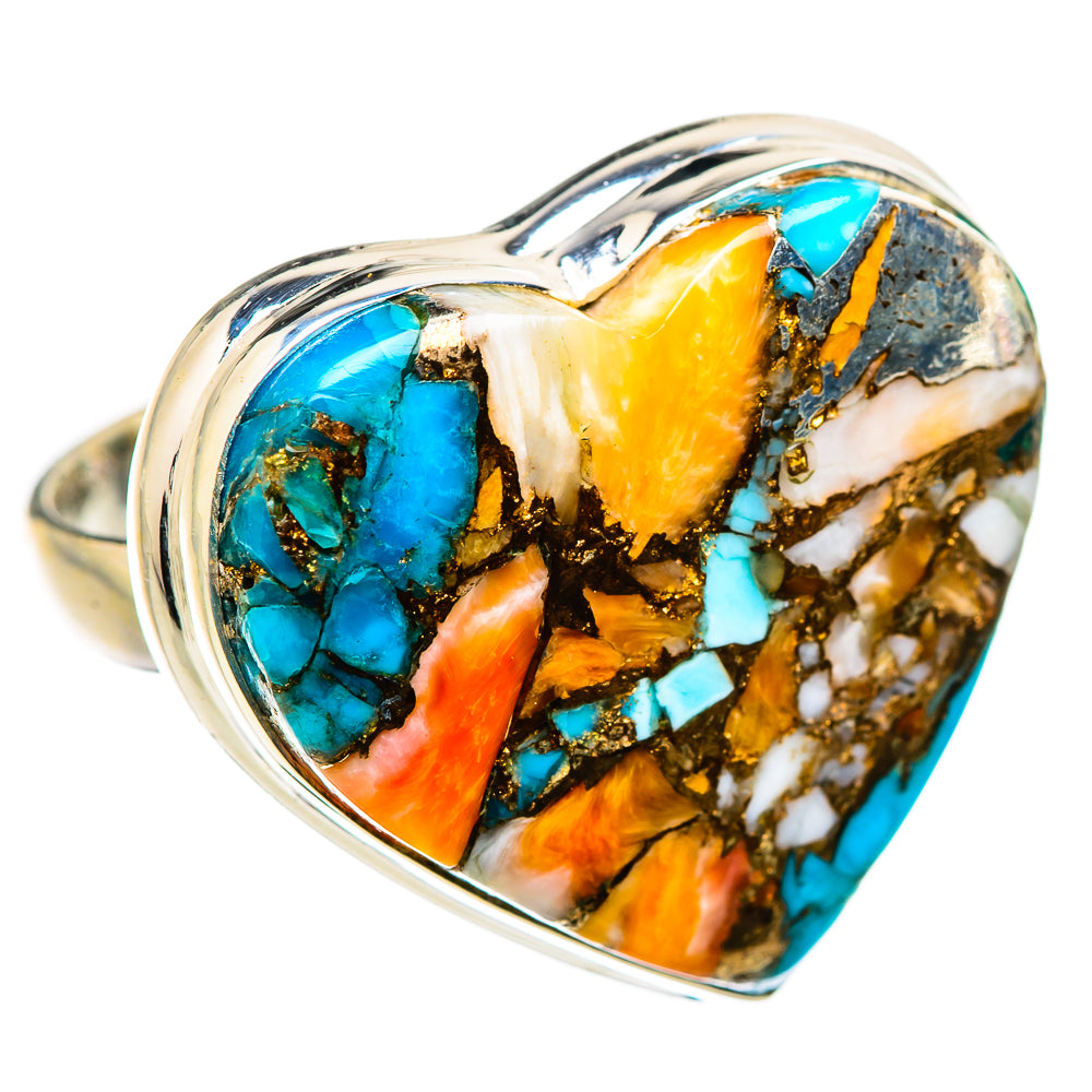 Spiny Oyster Turquoise Rings handcrafted by Ana Silver Co - RING130914 - Photo 2