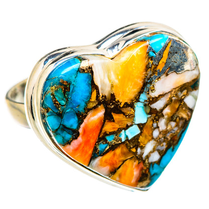 Spiny Oyster Turquoise Rings handcrafted by Ana Silver Co - RING130914 - Photo 2