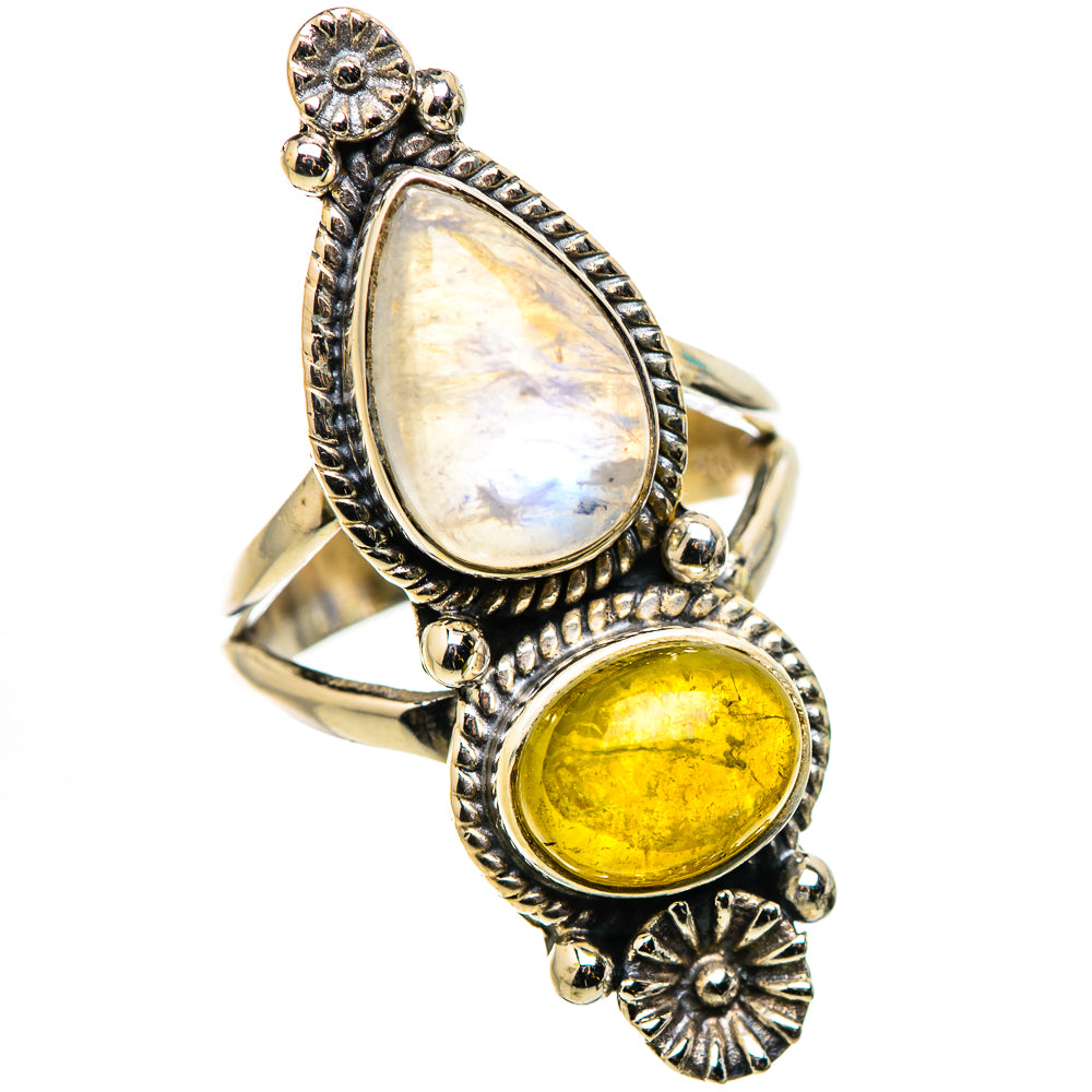 Rainbow Moonstone Rings handcrafted by Ana Silver Co - RING130951 - Photo 2