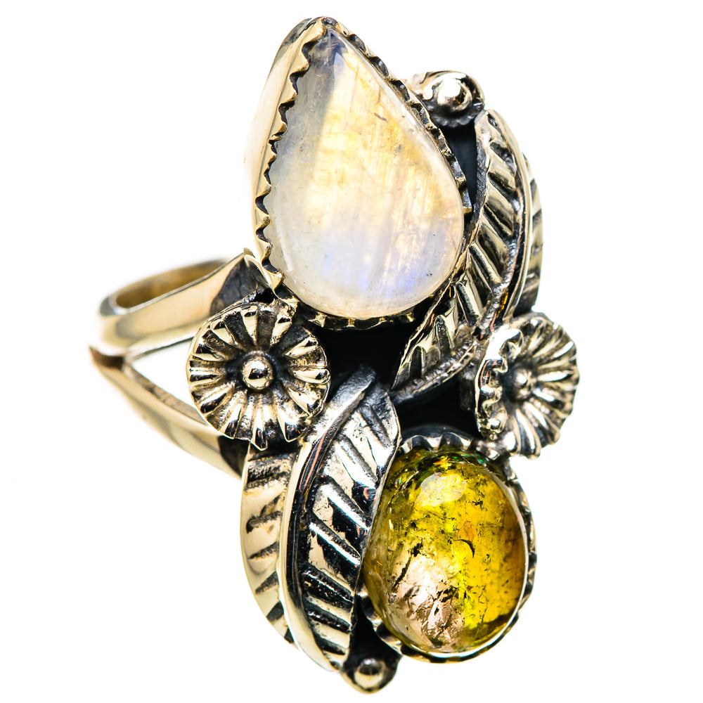 Rainbow Moonstone Rings handcrafted by Ana Silver Co - RING131025 - Photo 2