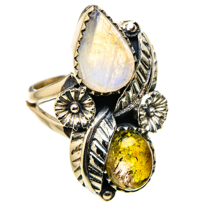Rainbow Moonstone Rings handcrafted by Ana Silver Co - RING131025 - Photo 2