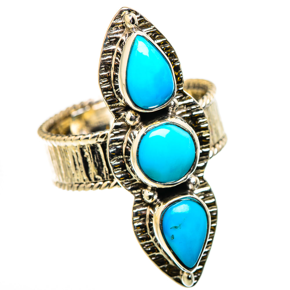 925 sterling silver turquoise ring with three teardrop gemstones and etched metal details