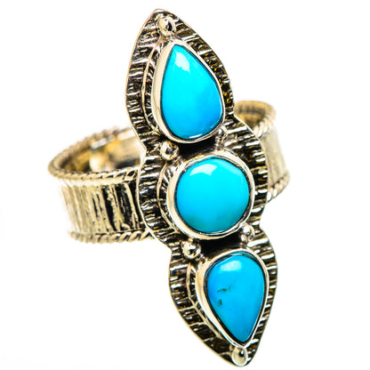 925 sterling silver turquoise ring with three teardrop gemstones and etched metal details