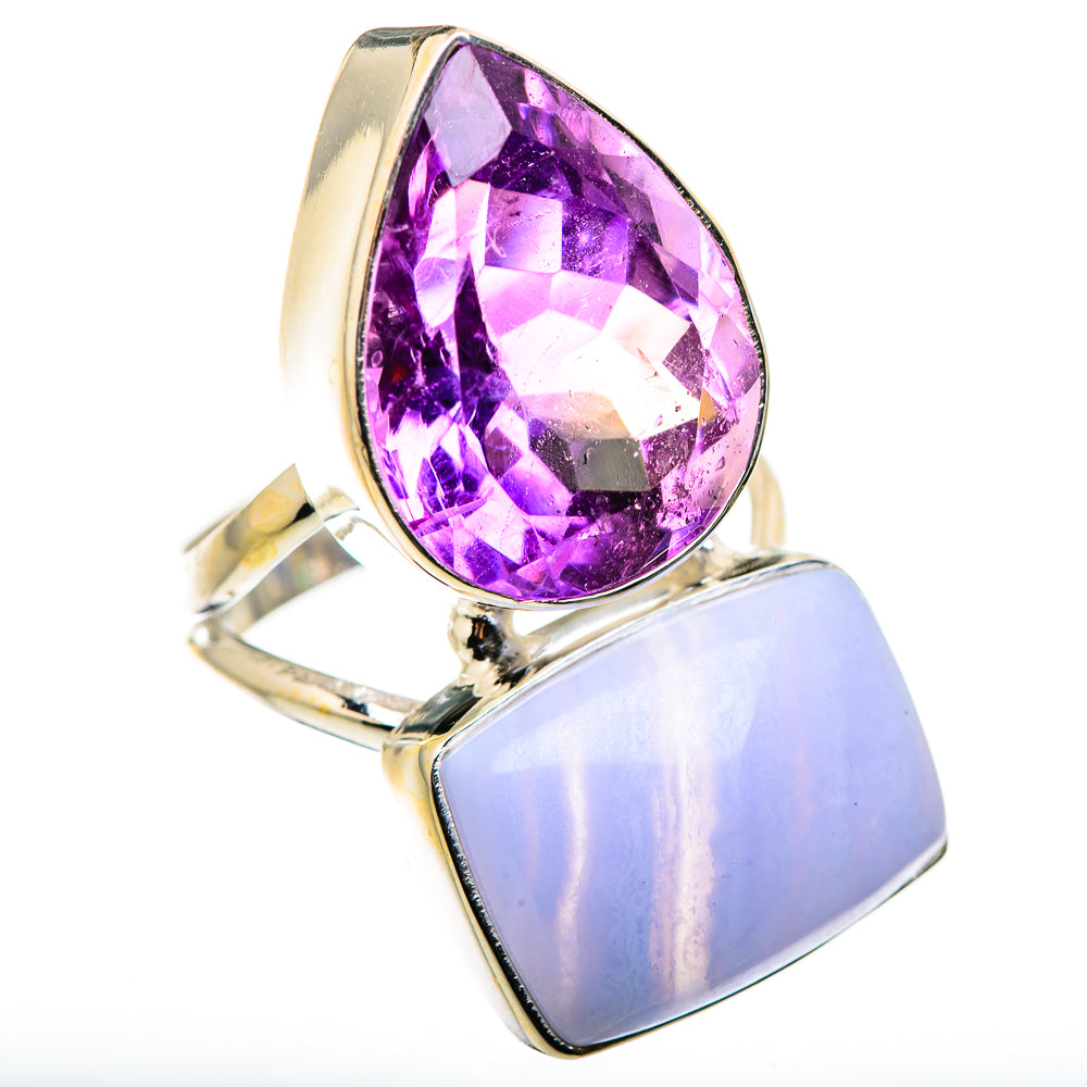 Blue Lace Agate Rings handcrafted by Ana Silver Co - RING131093 - Photo 2