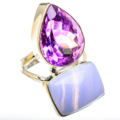 Blue Lace Agate Rings handcrafted by Ana Silver Co - RING131093 - Photo 2