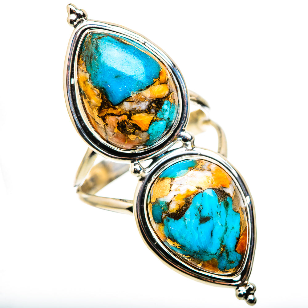 Spiny Oyster Turquoise Rings handcrafted by Ana Silver Co - RING131107 - Photo 2