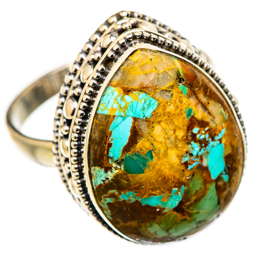 Blue Copper Composite Turquoise Rings handcrafted by Ana Silver Co - RING131117 - Photo 2