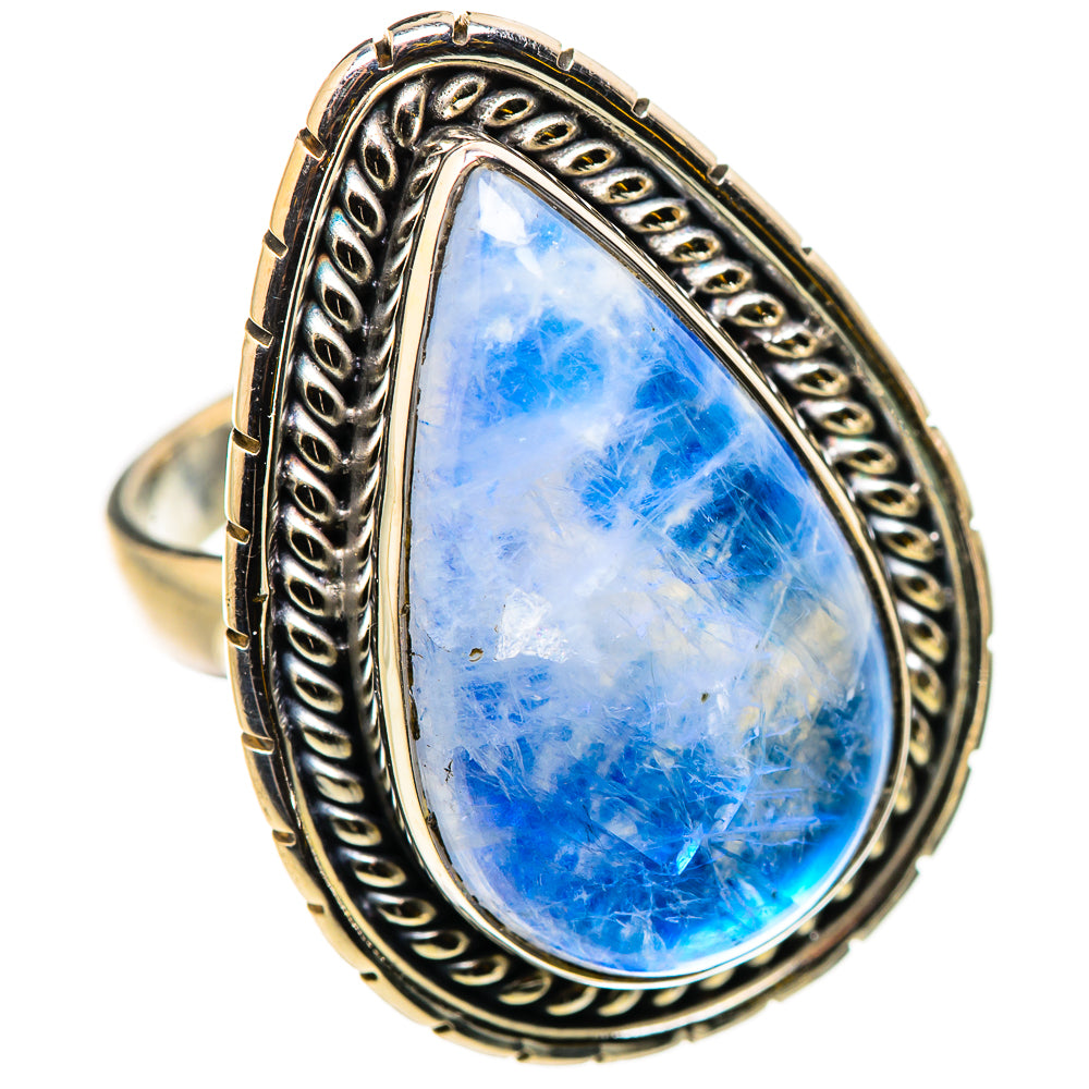 Rainbow Moonstone Rings handcrafted by Ana Silver Co - RING131130 - Photo 2