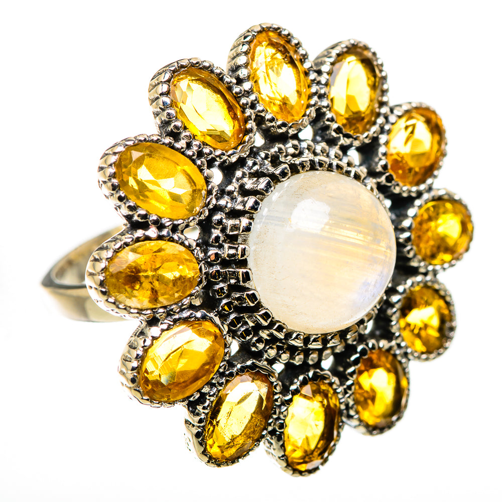 Rainbow Moonstone Rings handcrafted by Ana Silver Co - RING131134 - Photo 2