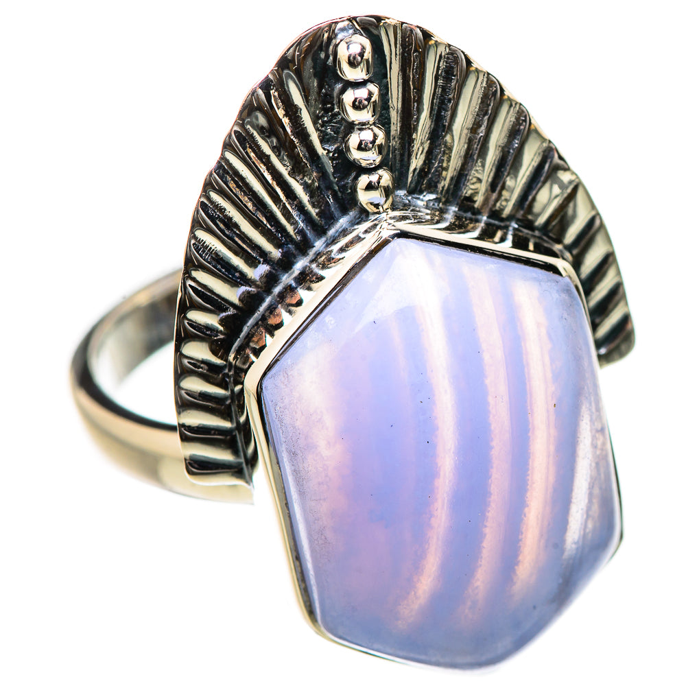 Blue Lace Agate Rings handcrafted by Ana Silver Co - RING131168 - Photo 2