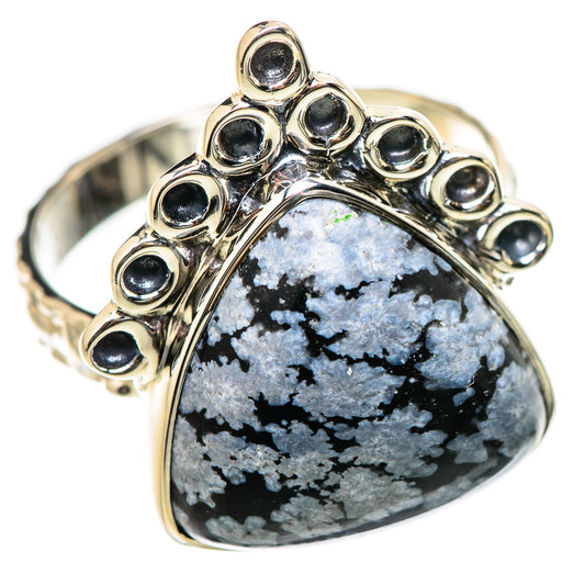 Snowflake Obsidian Rings handcrafted by Ana Silver Co - RING131172 - Photo 2