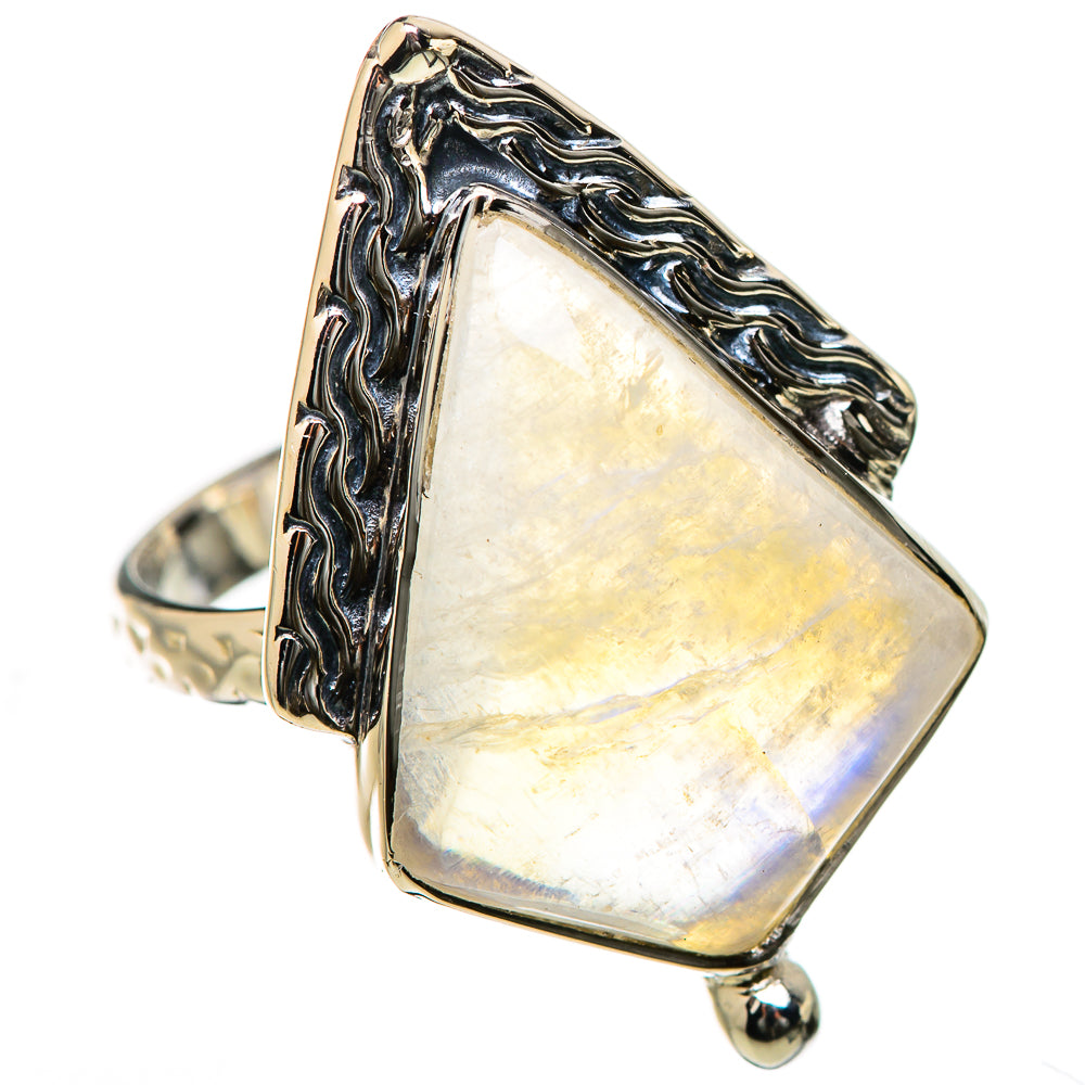 Rainbow Moonstone Rings handcrafted by Ana Silver Co - RING131185 - Photo 2