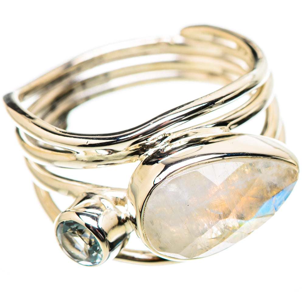 Rainbow Moonstone Rings handcrafted by Ana Silver Co - RING131186 - Photo 2