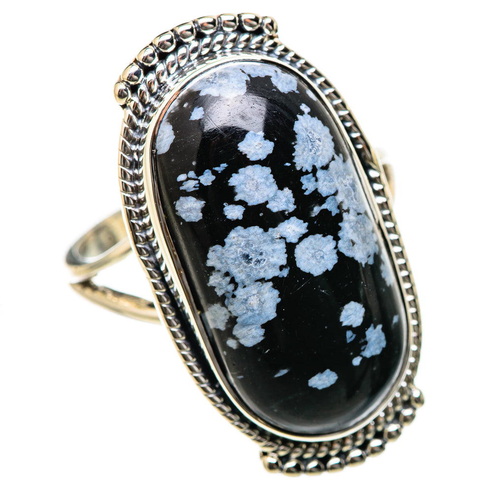 Snowflake Obsidian Rings handcrafted by Ana Silver Co - RING131203 - Photo 2