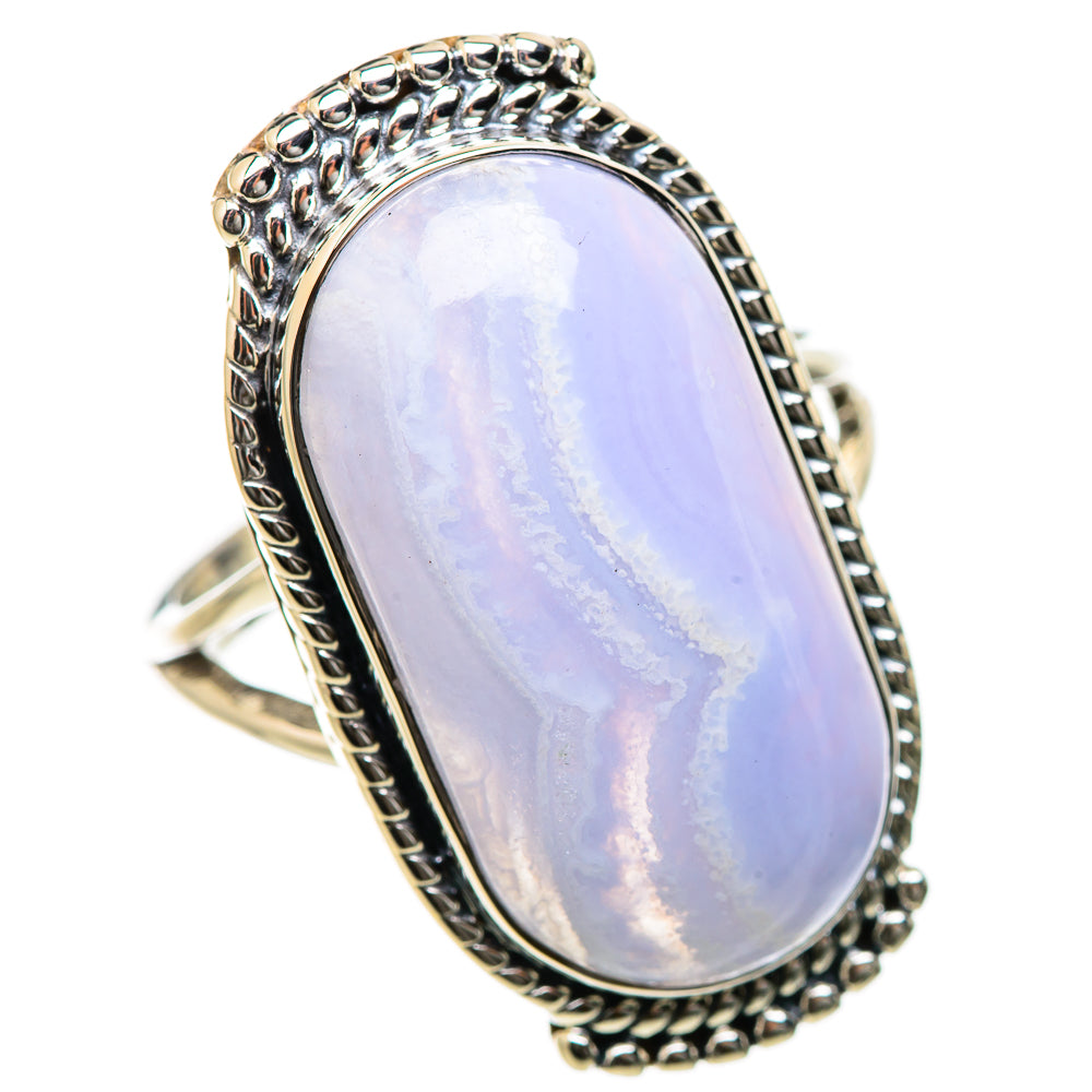 Blue Lace Agate Rings handcrafted by Ana Silver Co - RING131234 - Photo 2