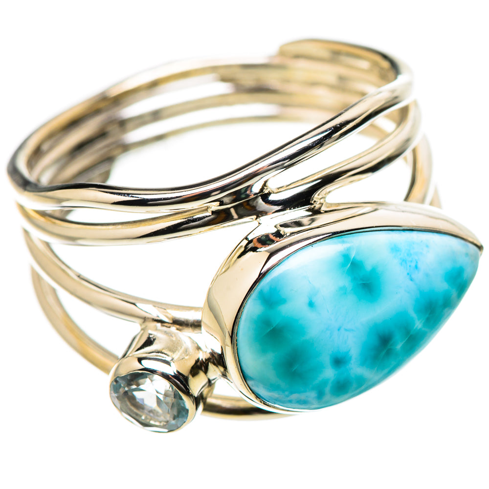 925 sterling silver ring with large oval blue cabochon and small round crystal