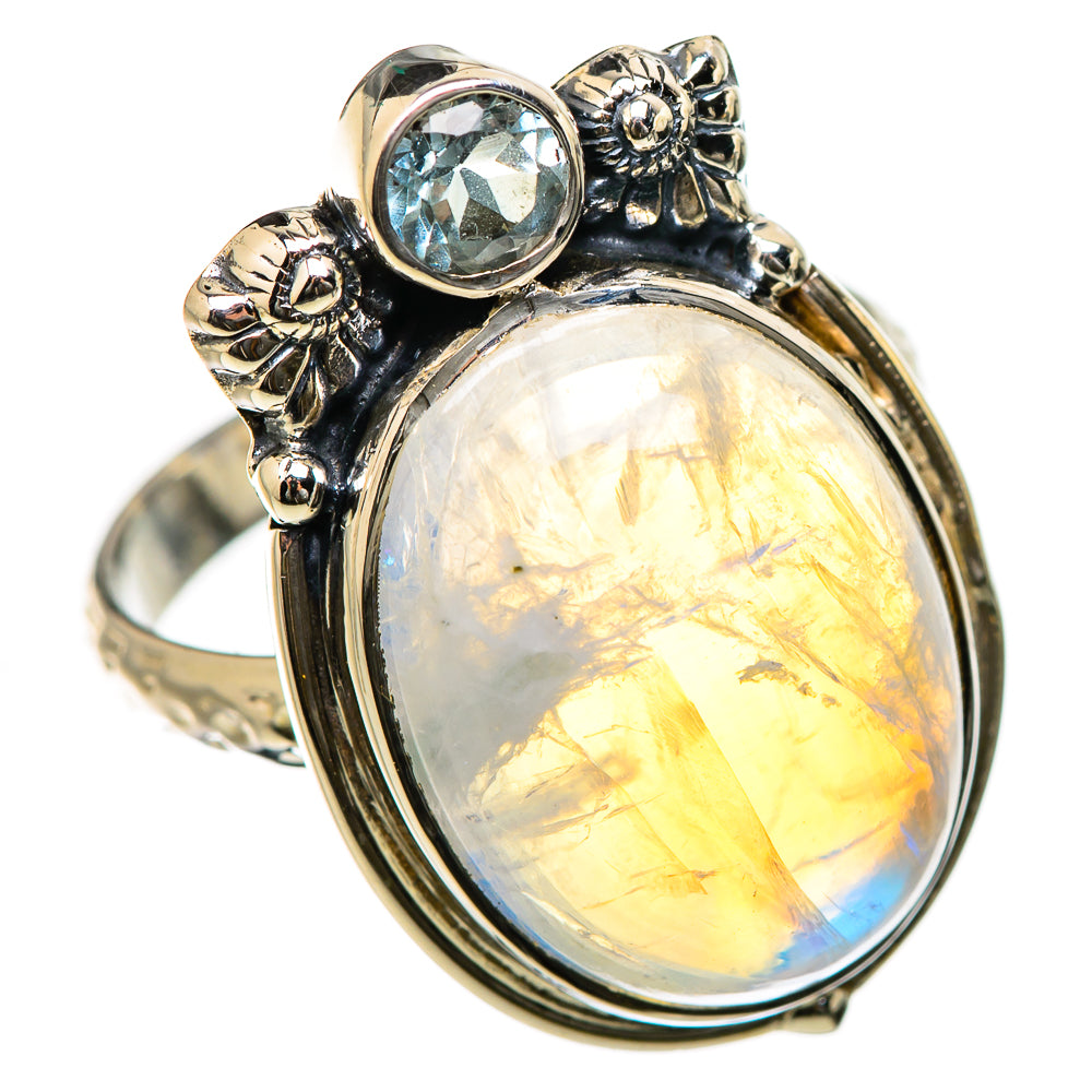 Rainbow Moonstone Rings handcrafted by Ana Silver Co - RING131241 - Photo 2