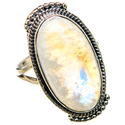 Rainbow Moonstone Rings handcrafted by Ana Silver Co - RING131242 - Photo 2