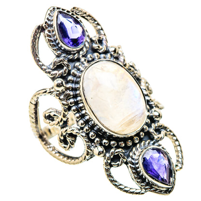 Rainbow Moonstone Rings handcrafted by Ana Silver Co - RING131263 - Photo 2