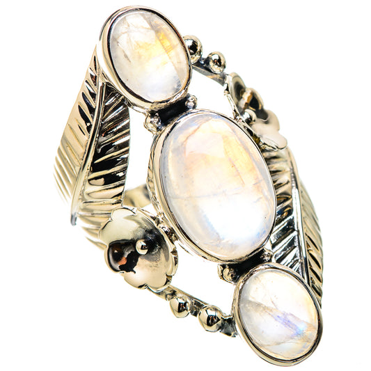 Rainbow Moonstone Rings handcrafted by Ana Silver Co - RING131265 - Photo 2