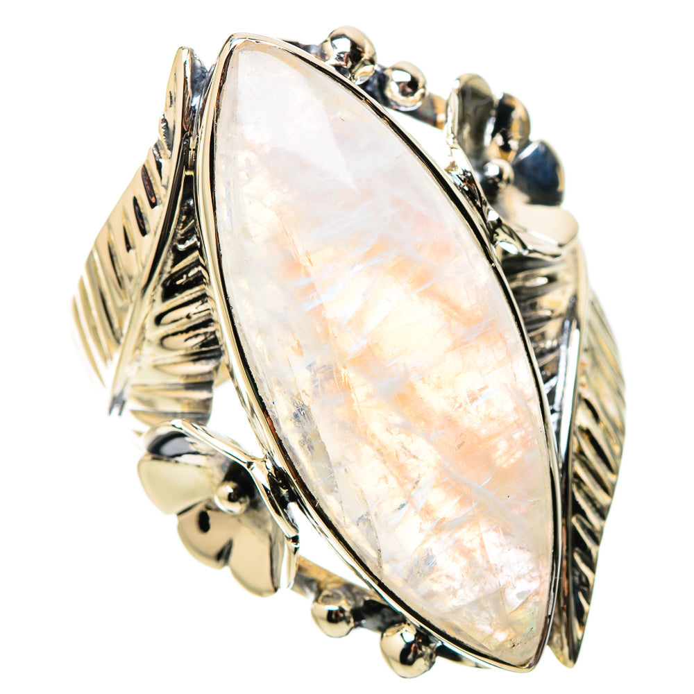 Oval rainbow moonstone ring in 925 sterling silver with decorative side details