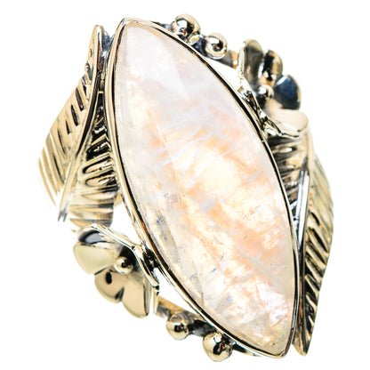 Oval rainbow moonstone ring in 925 sterling silver with decorative side details